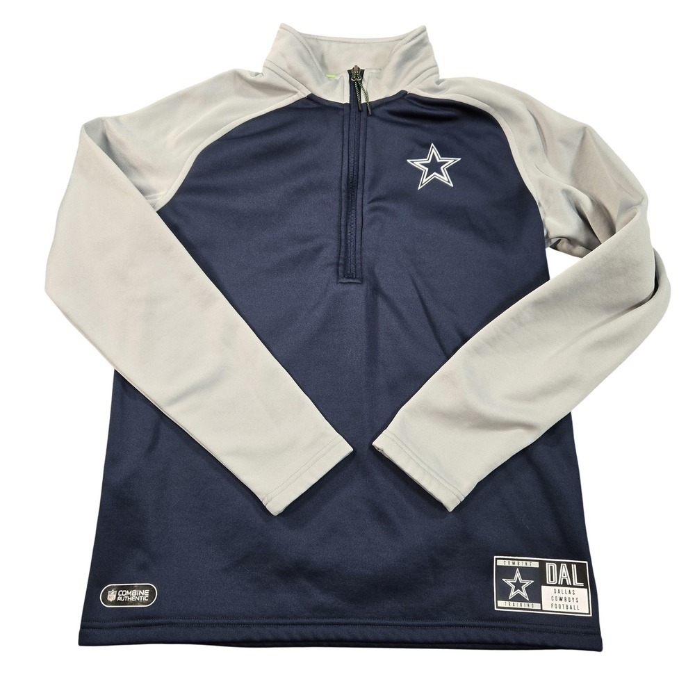 Dallas Cowboys Sweatshirt Boys Medium Blue NFL Football Team Apparel Quarter Zip